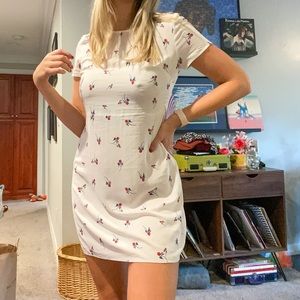 Free People - white & roses mini dress. With Tags